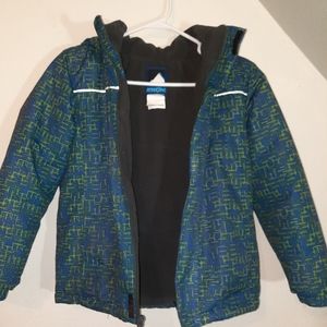 Iceburg boys blue and green winter snow jacket size 7 with reflective stripes